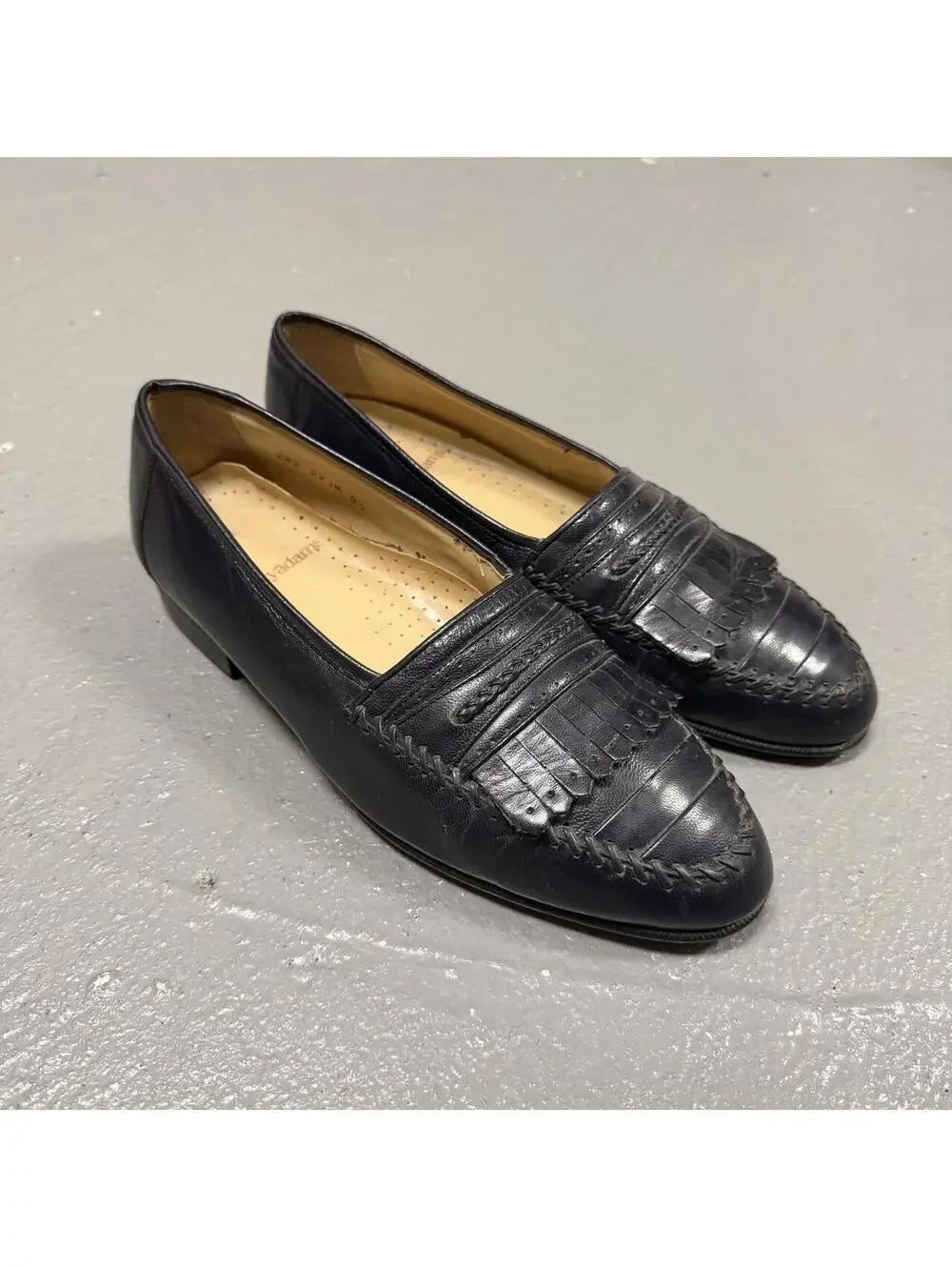 Stacy Adams Navy Blue Fringe Style Penny Loafers